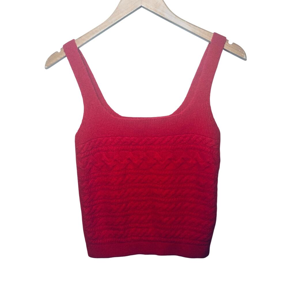 J. Crew Sweater Re-Imagined Tank Top Cable Knit Wool Alpaca Red Preppy School M